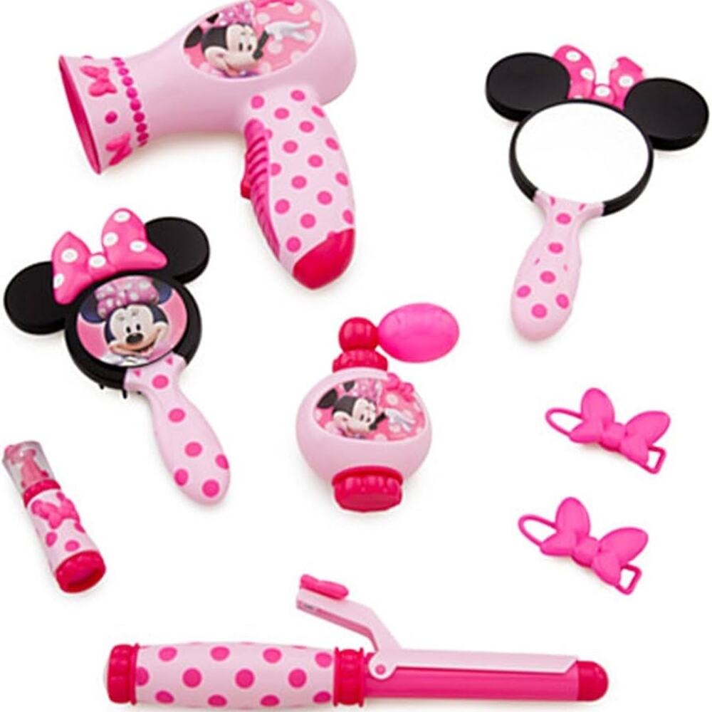 8 piece Minnie Mouse Girls Play Beauty Set (Real Hair Dryer Sound)